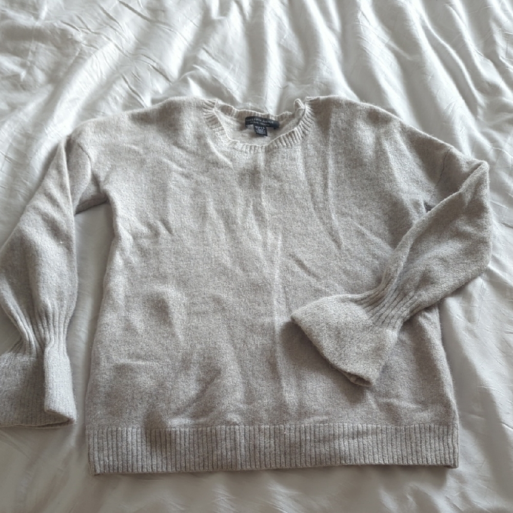 Saks Fifth Avenue Cream Crewneck Sweater with Timeless Appeal